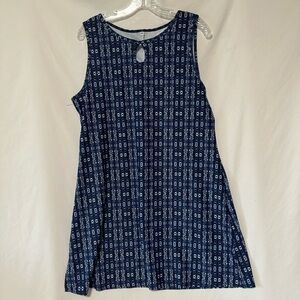 Nuu Muu Keyhole Dress NWOT Blue Geometric Print Size XL Made in USA